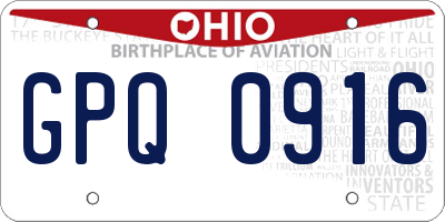 OH license plate GPQ0916