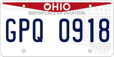 OH license plate GPQ0918