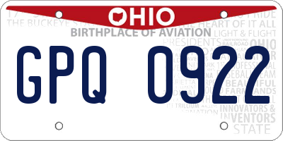 OH license plate GPQ0922