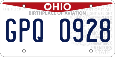 OH license plate GPQ0928