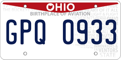 OH license plate GPQ0933