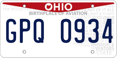 OH license plate GPQ0934