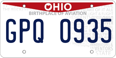 OH license plate GPQ0935