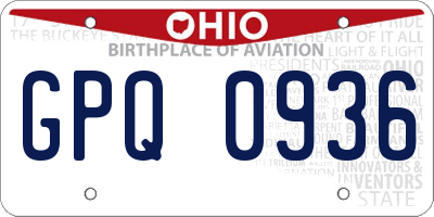 OH license plate GPQ0936