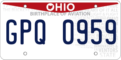 OH license plate GPQ0959