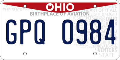OH license plate GPQ0984