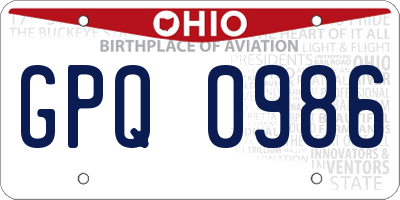 OH license plate GPQ0986