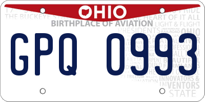 OH license plate GPQ0993