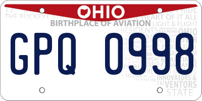 OH license plate GPQ0998