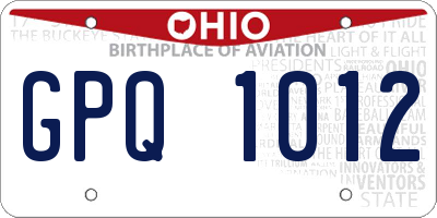 OH license plate GPQ1012