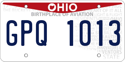 OH license plate GPQ1013