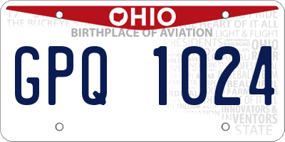 OH license plate GPQ1024