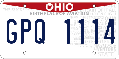 OH license plate GPQ1114