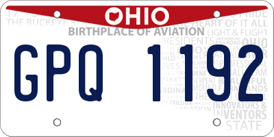 OH license plate GPQ1192