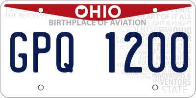 OH license plate GPQ1200