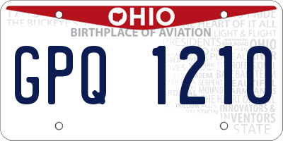 OH license plate GPQ1210