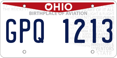 OH license plate GPQ1213