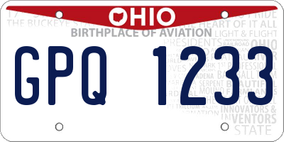 OH license plate GPQ1233