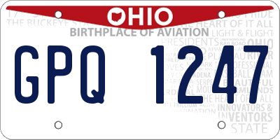 OH license plate GPQ1247