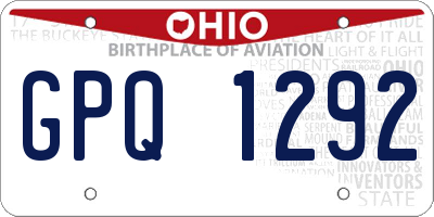 OH license plate GPQ1292