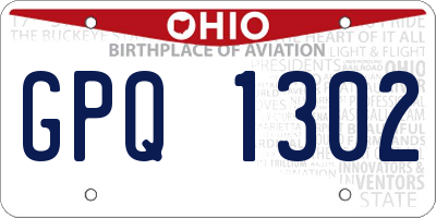 OH license plate GPQ1302