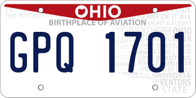 OH license plate GPQ1701