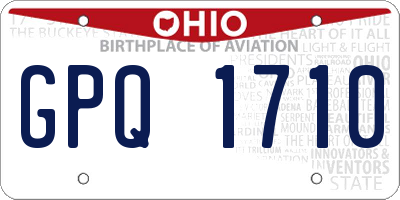 OH license plate GPQ1710