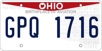 OH license plate GPQ1716
