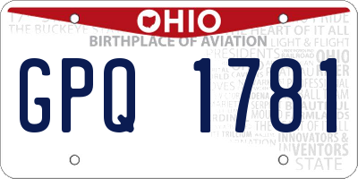 OH license plate GPQ1781