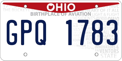 OH license plate GPQ1783