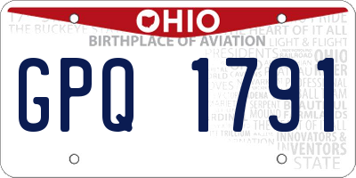 OH license plate GPQ1791