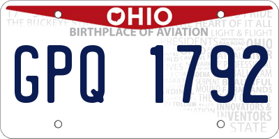 OH license plate GPQ1792