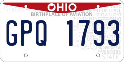 OH license plate GPQ1793