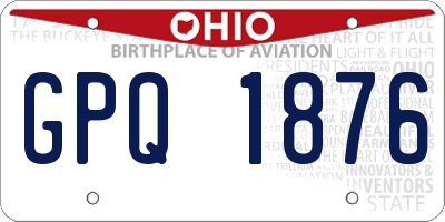 OH license plate GPQ1876
