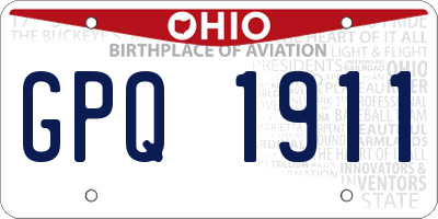 OH license plate GPQ1911