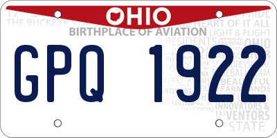 OH license plate GPQ1922