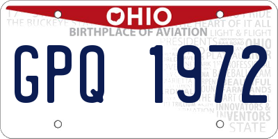 OH license plate GPQ1972