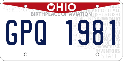 OH license plate GPQ1981