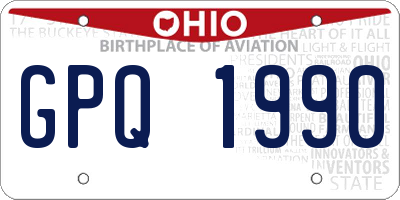 OH license plate GPQ1990