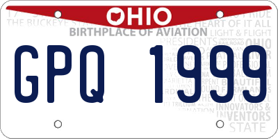 OH license plate GPQ1999