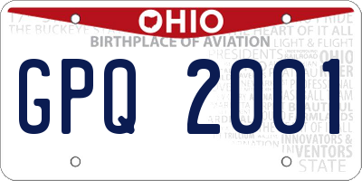 OH license plate GPQ2001