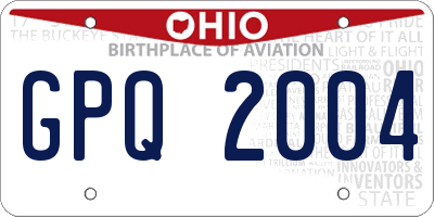 OH license plate GPQ2004