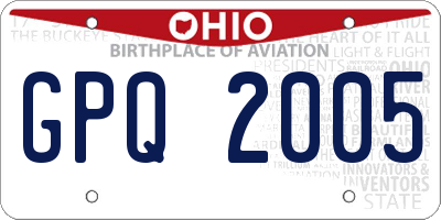 OH license plate GPQ2005