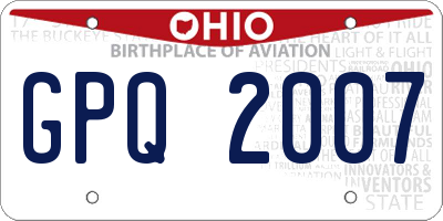 OH license plate GPQ2007