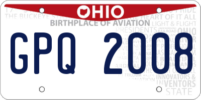 OH license plate GPQ2008