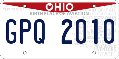 OH license plate GPQ2010