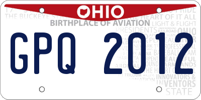 OH license plate GPQ2012