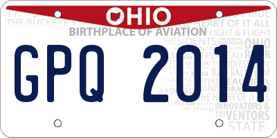 OH license plate GPQ2014