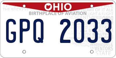 OH license plate GPQ2033