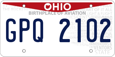 OH license plate GPQ2102